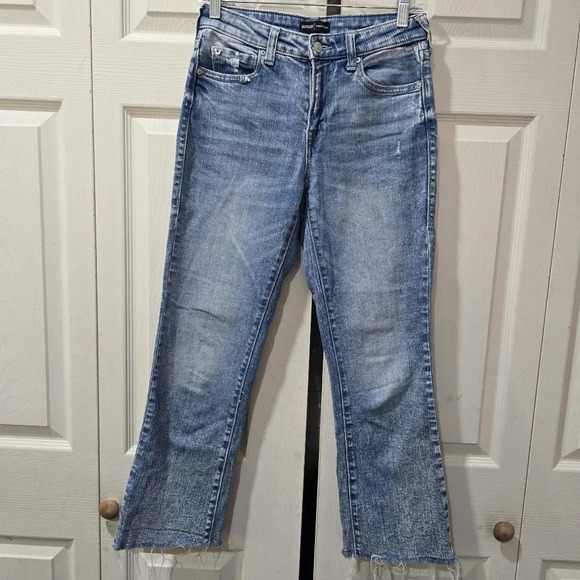 True Religion Margot Jeans Women's High Rise Cropped Mini Boot‎ Size 25 Raw Hem - Picture 1 of 11